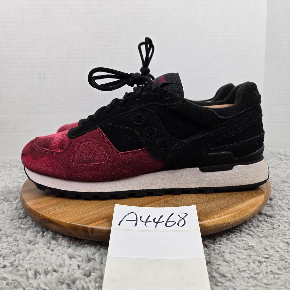 Saucony Mens 12 Shadow Original Suede Pack Two Tone Red Black Athletic Sneaker